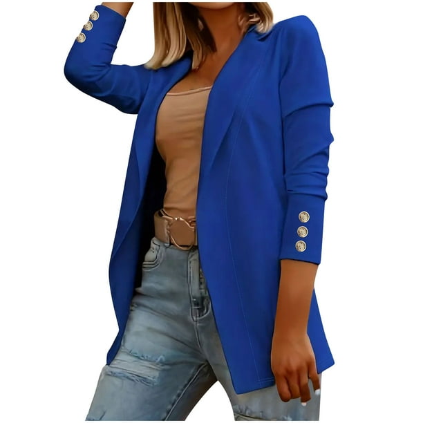 Chaqueta y abrigo informal de manga larga sin capucha para mujer, chaqueta de traje lisa informal, blusa para mujer