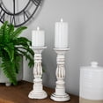 thumbnail image 2 of Northlight Set of 2 Antique White Pillar Candle Holders 12", 2 of 5