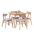 thumbnail image 4 of (1 Table with 4 Chairs)Wooden Dining Table Set, Modern Simple Design Square Kitchen Table and Fabric Upholstered Dining Chairs for Dining Room, Kitchen, Saving Space, Oak, 4 of 9