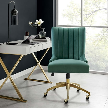 UPC: 0889654969624 | Modway Empower Channel Tufted Performance Velvet Office Chair in Gold Teal