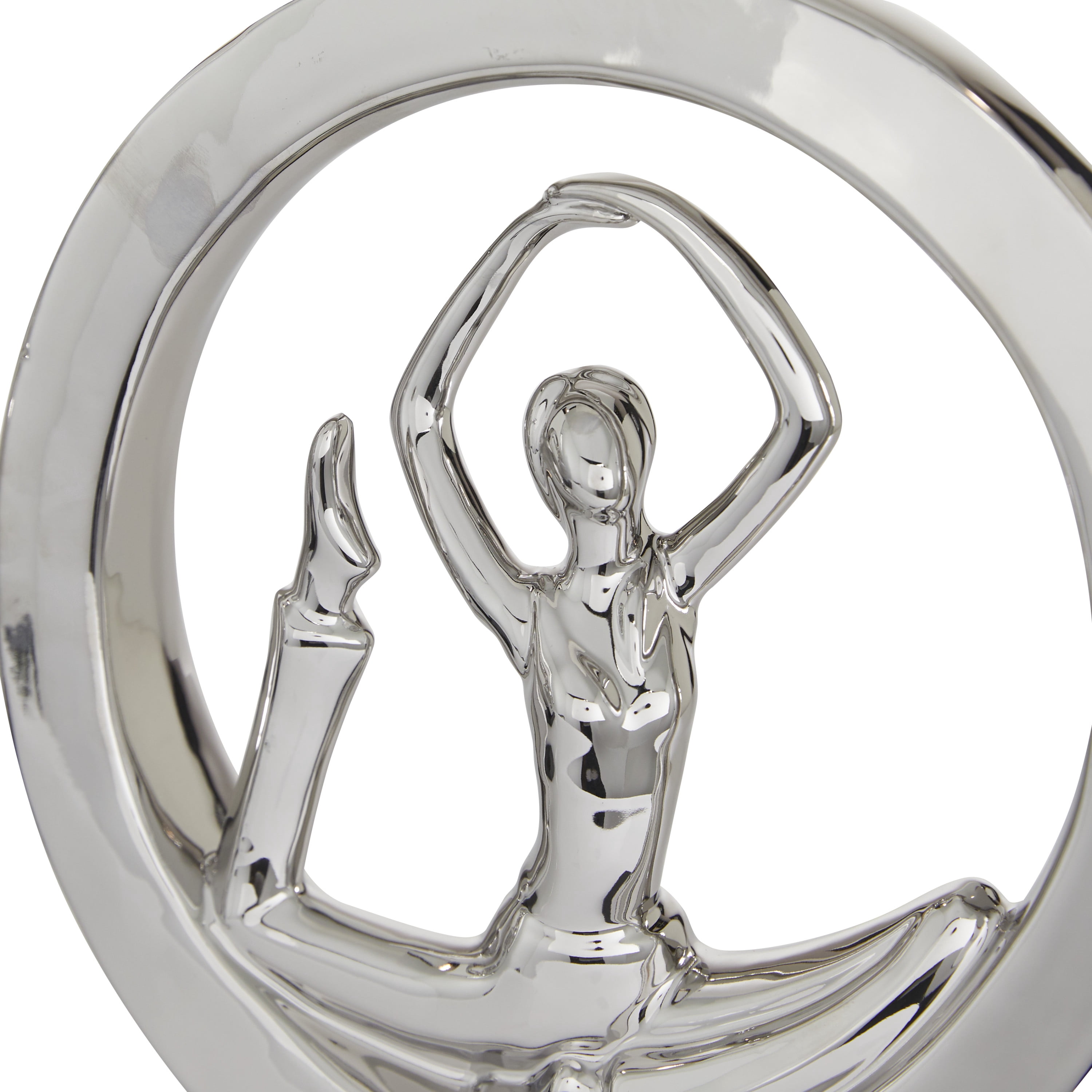 11", 10"H Silver Polystone Dancer Sculpture, by DecMode (2 Count)