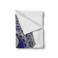 thumbnail image 2 of Hamsa Soft Flannel Fleece Throw Blanket, Japanese Style with Ying Yang Sign Mysticism, Cozy Plush for Indoor and Outdoor Use, 50" x 60", Royal Blue and Cream, by Ambesonne, 2 of 6