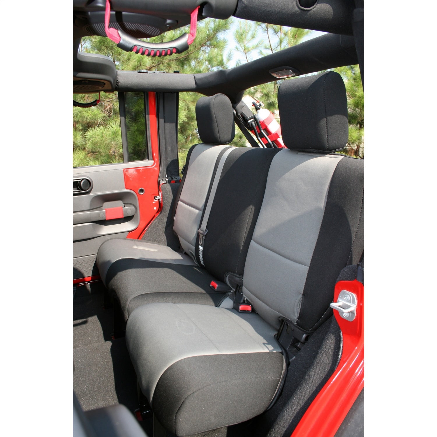 Rugged Ridge 13297.53 Black/Red Front & Rear Seat Covers for Wrangler JKU 4-Dr 