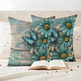 thumbnail image 3 of Blue Daisy Pillow Covers 2 Pack Spring Flowers Butterfly Pillowcase Waterproof Outdoor Throw Pillow Cover for Patio Garden Square Cushion 20”x20”, 3 of 9