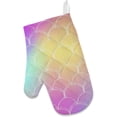 thumbnail image 2 of Polyester Insulation Kitchen Oven Mitts Potholder Apron 3Pcs Set Fish Skin On Trendy Gradient Non Slip Heat Resistant Gloves for Baking Cooking BBQ, 2 of 7