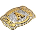 thumbnail image 2 of Western Belt Buckle Initial Letters ABCDJST to Z Cowboy Rodeo Large Gold Belt Buckles for Men Women, 2 of 11