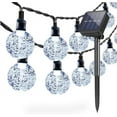 thumbnail image 1 of Guirnalda de luces solares para jardín exterior, 6,5 m, 30 LED, impermeables, bola de cristal, colorida, para decoración de festivales, fiestas, bodas, patios, Navidad (blanco frío), 1 of 5