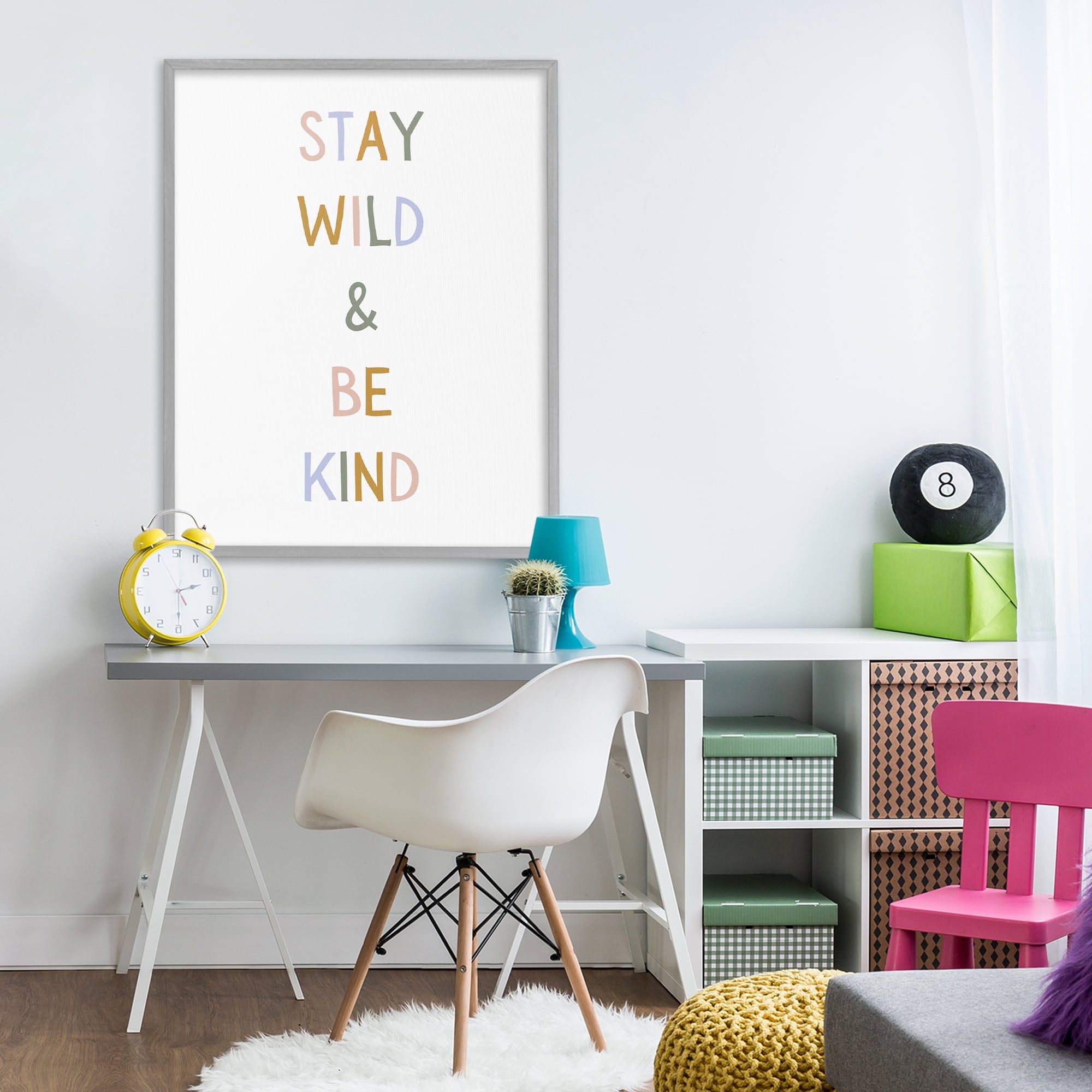 Stupell Industries Stay Wild Be Kind Gray Framed Giclee Art, design by Katie Griggs