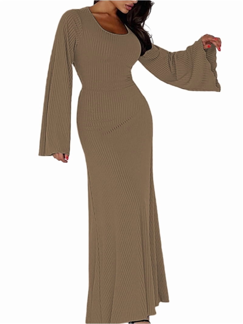 knit wedding guest dress Chic Sheath Knitted Mini Wedding Guest Dress Square Neck Pleated Cocktail Dress COCOMELODY 966492908268, 7 Days / Brown / M