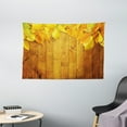 thumbnail image 1 of Fall Decor Tapestry, Colorful Vivid Seasonal Leaves Wooden Planks Natural Design Rustic Home, Wall Hanging for Bedroom Living Room Dorm Decor, 60W X 40L Inches, Yellow Orange Green, by Ambesonne, 1 of 2