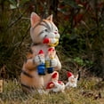 thumbnail image 4 of Estatua de gnomos que comen gatos ANGGREK Resistente A La intemperie de Color Brillante, 4 of 7