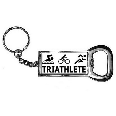 Triathlete Swim Bike Run Keychain Key Chain Ring Bottle Bottlecap