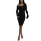 thumbnail image 1 of Gibobby Vestido sexy para fiesta Vestido de manga larga para mujer ajustado a la cadera de punto elegante casual un vestido de línea(Negro,CH), 1 of 5
