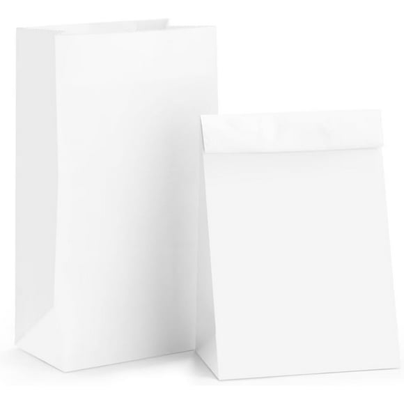 shiyou-Paper Lunch Bags 4lb 100Pcs Snack Bags, Craft Bags, Bread Bags, White Sack Lunch Bags Bulk 5x2.95x9.45 Inches Small Paper Bags #4