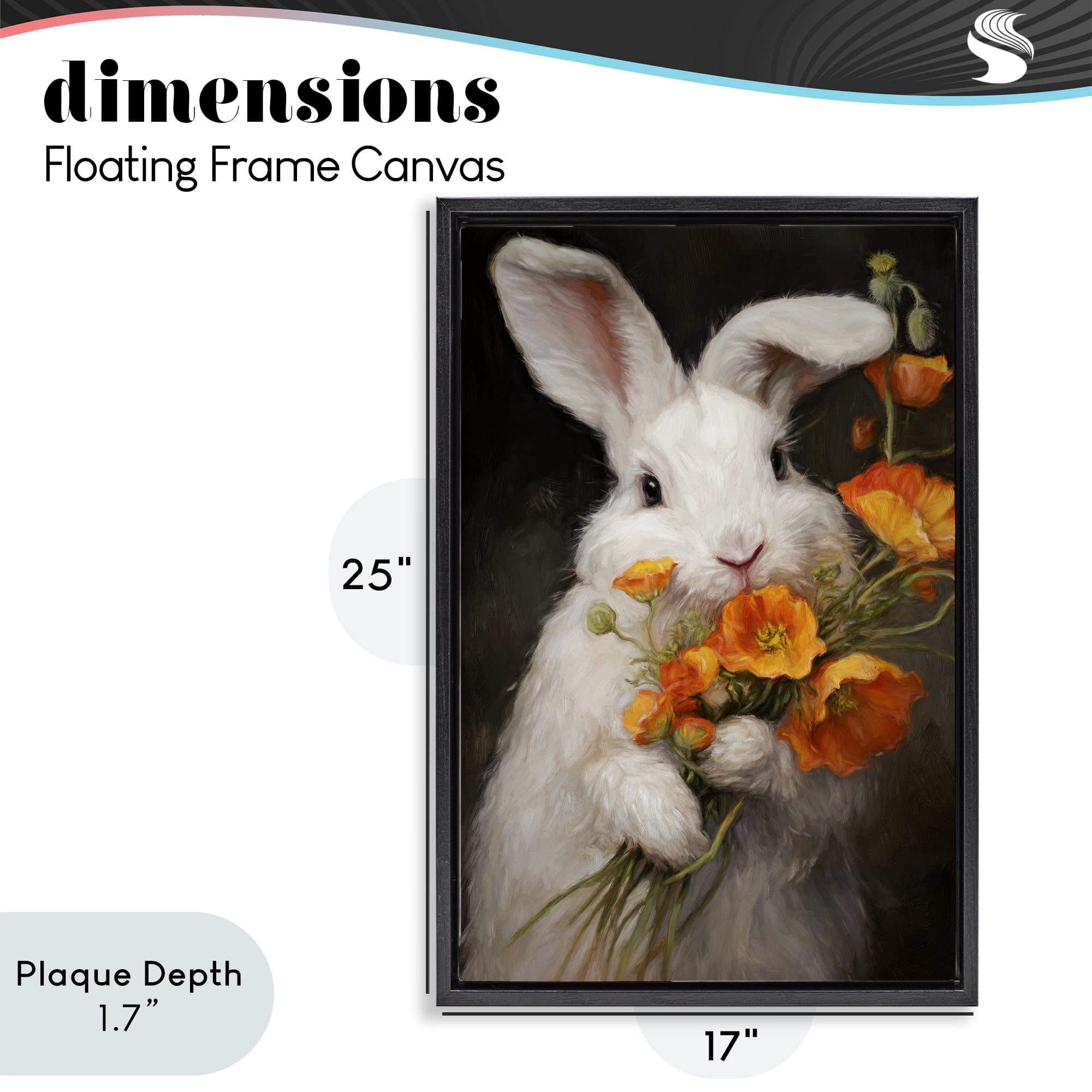 Stupell Industries Floppy Loves Her Poppies Black Framed Floater Canvas Wall Art, design by Tina LeCour