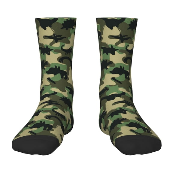 Honeii Camouflage Dinosaur Print Children's Colorful Socks,Unisex Kids and Toddlers' Cushioned Sock,Kids Athletic Crew Socks,for Everyday Wear and Sports