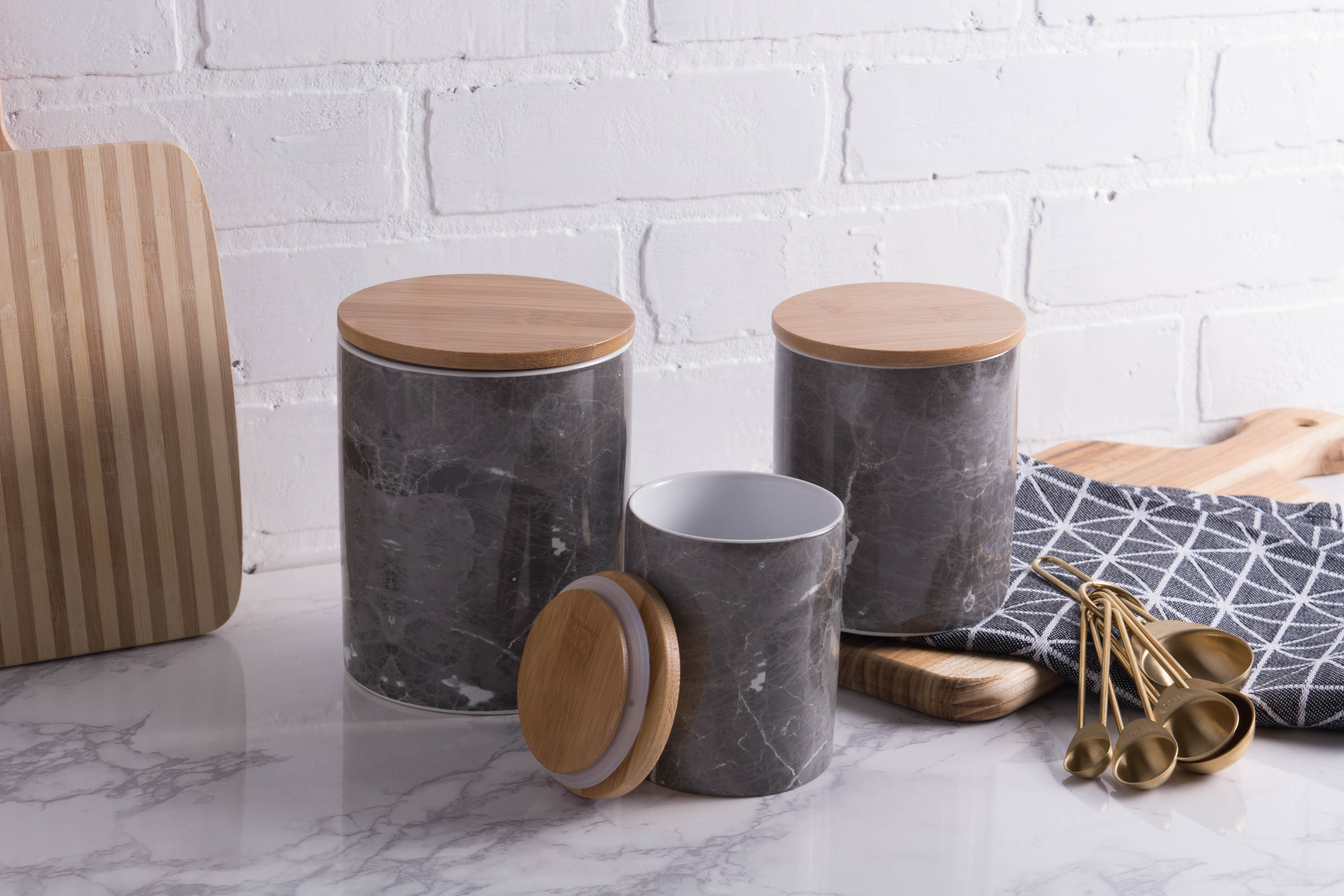 Black Marble Ceramic Canister (Set of 3) - image 2 of 3