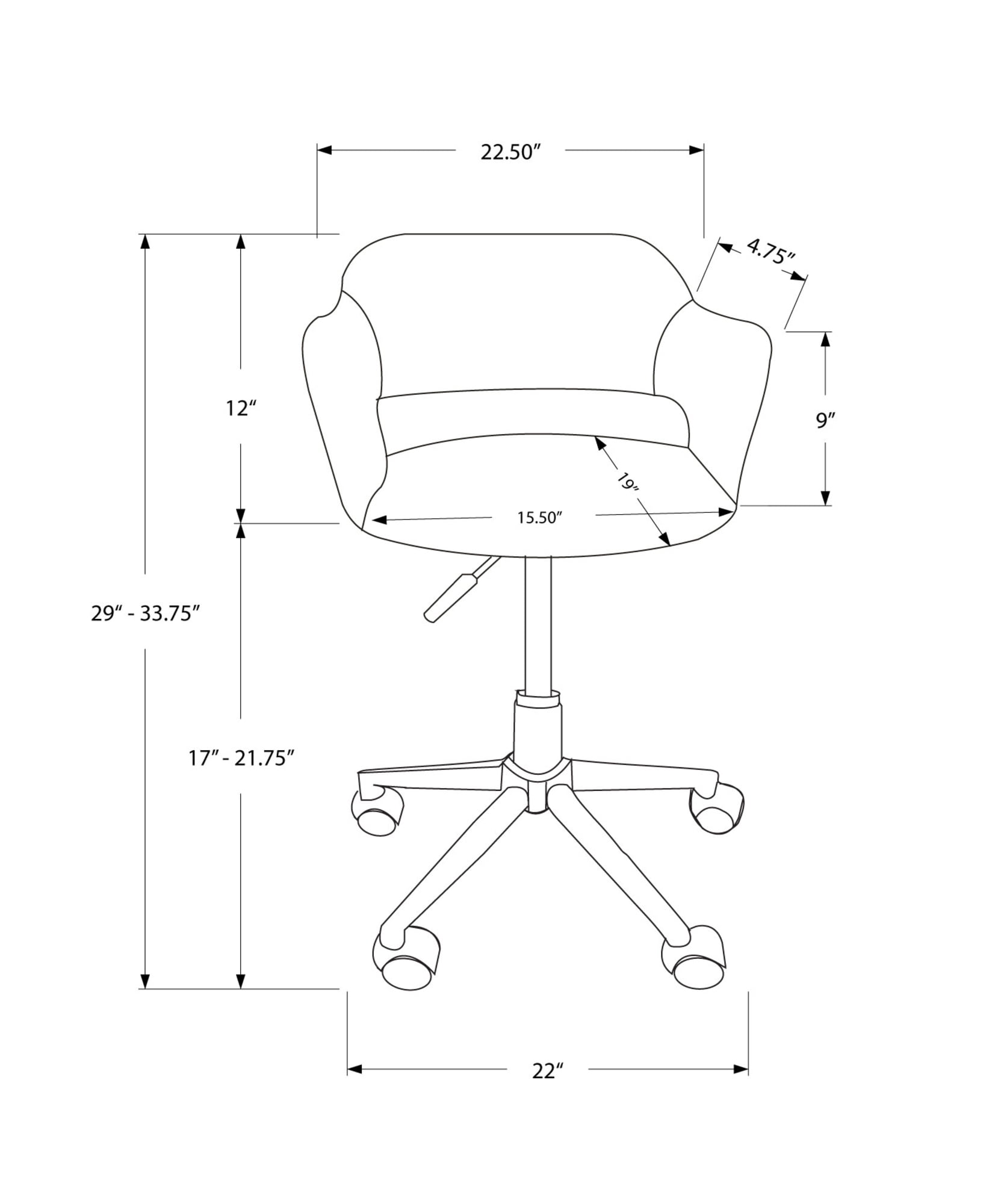 Monarch Specialties Office Chair, Swivel, Ergonomic, Armrests, Work, Black Leather Look