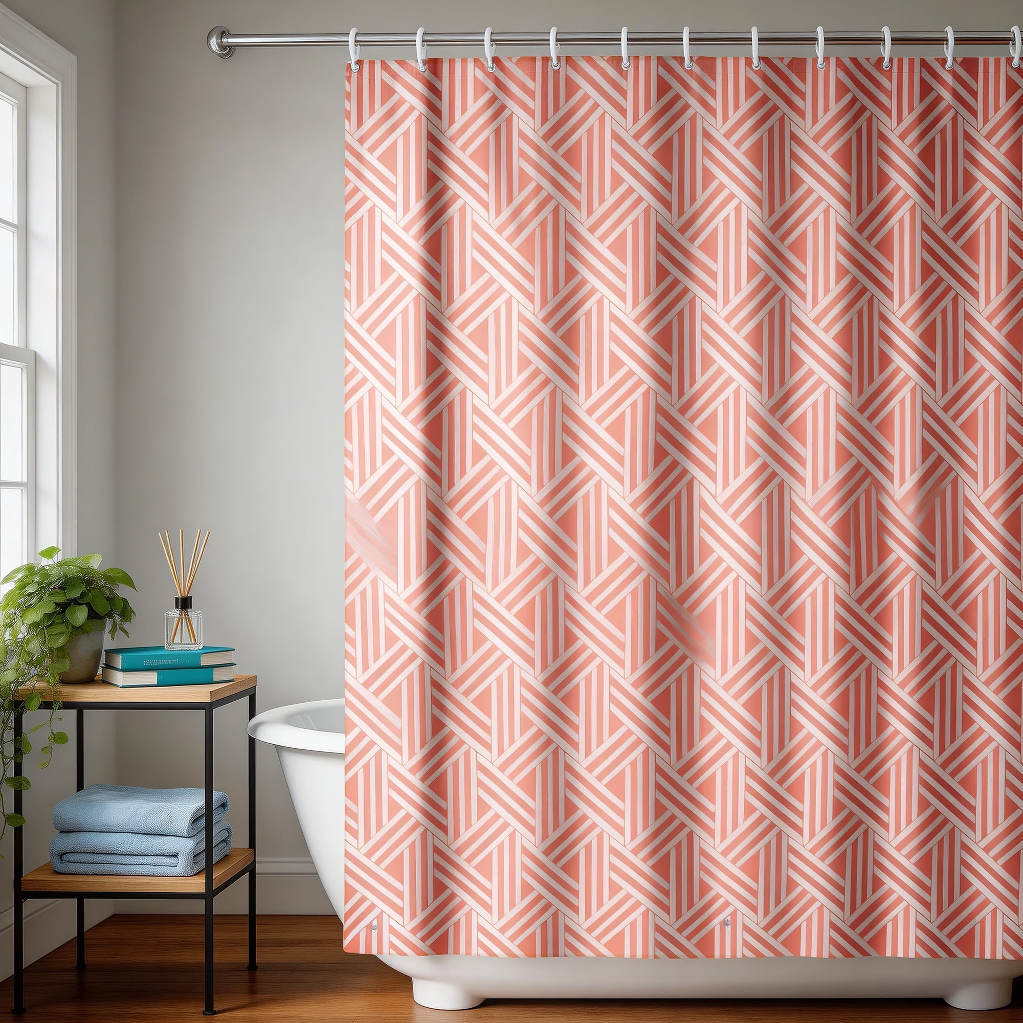 Unique Bargains Simple Waterproof Geometric Pattern Shower Curtain 70.87x70.87