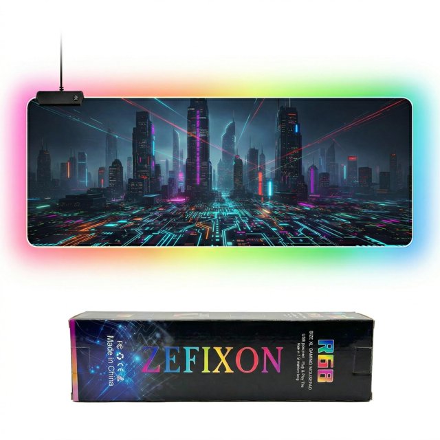Mouse pad gamer ZEFIXON RGB 80 x 30 cm antideslizante con LED