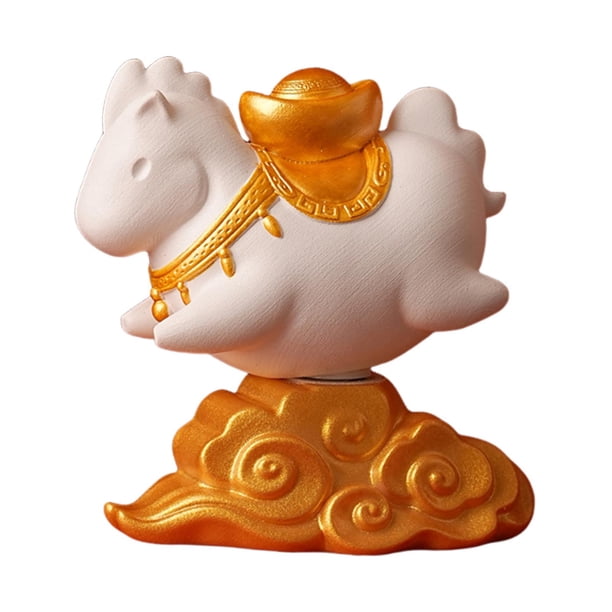 Estatua de caballo pequeña figura de resina dibujos animados Feng Shui regalo año del caballo decoración Lingote de oro