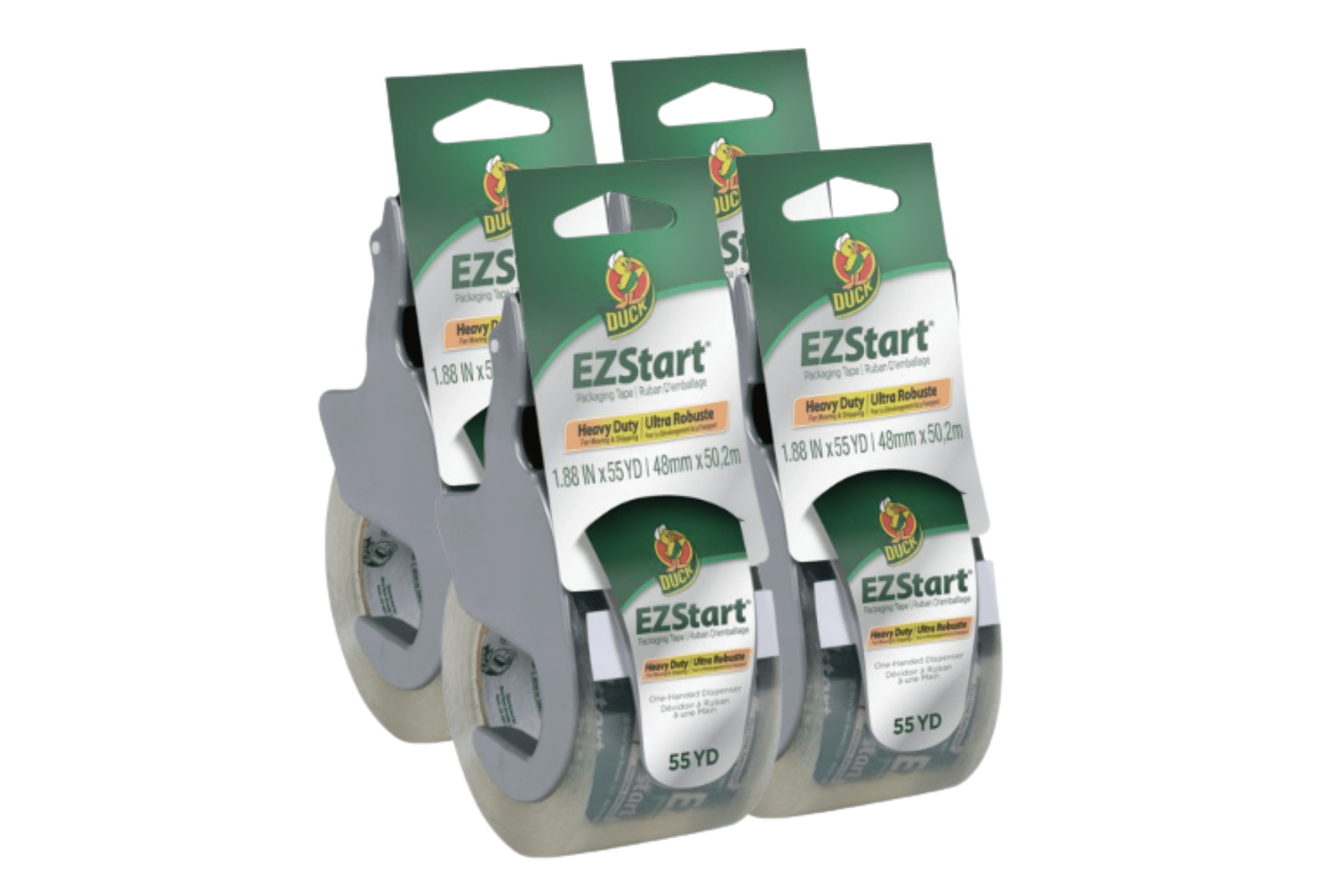 Duck Brand EZ Start Packing Tape with OneHanded Dispenser, Clear, 4