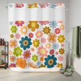 thumbnail image 6 of No Hook Shower Curtain, Vintage Boho Floral Shower Curtains for Bathroom with See Through Top Window, Yellow Pink Floral Bohemia Beige Waterproof & Washable Bath Curtain 66"x72", 6 of 9