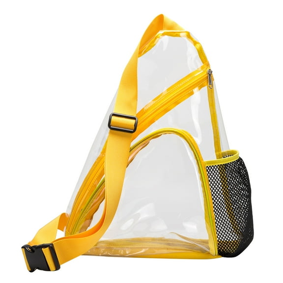 Sold 1pc PVC Transparent Chest Bag Multifunction Waterproof Clear Sling Bag for Lady Men (Yellow)