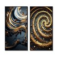 thumbnail image 2 of Designart "Vintage Gold Spiral Liquid Black II" Abstract Spirals Framed Wall Art Set Of 2 - Transitional Gold Gallery Wall Frame Set For Home Decor, 2 of 6