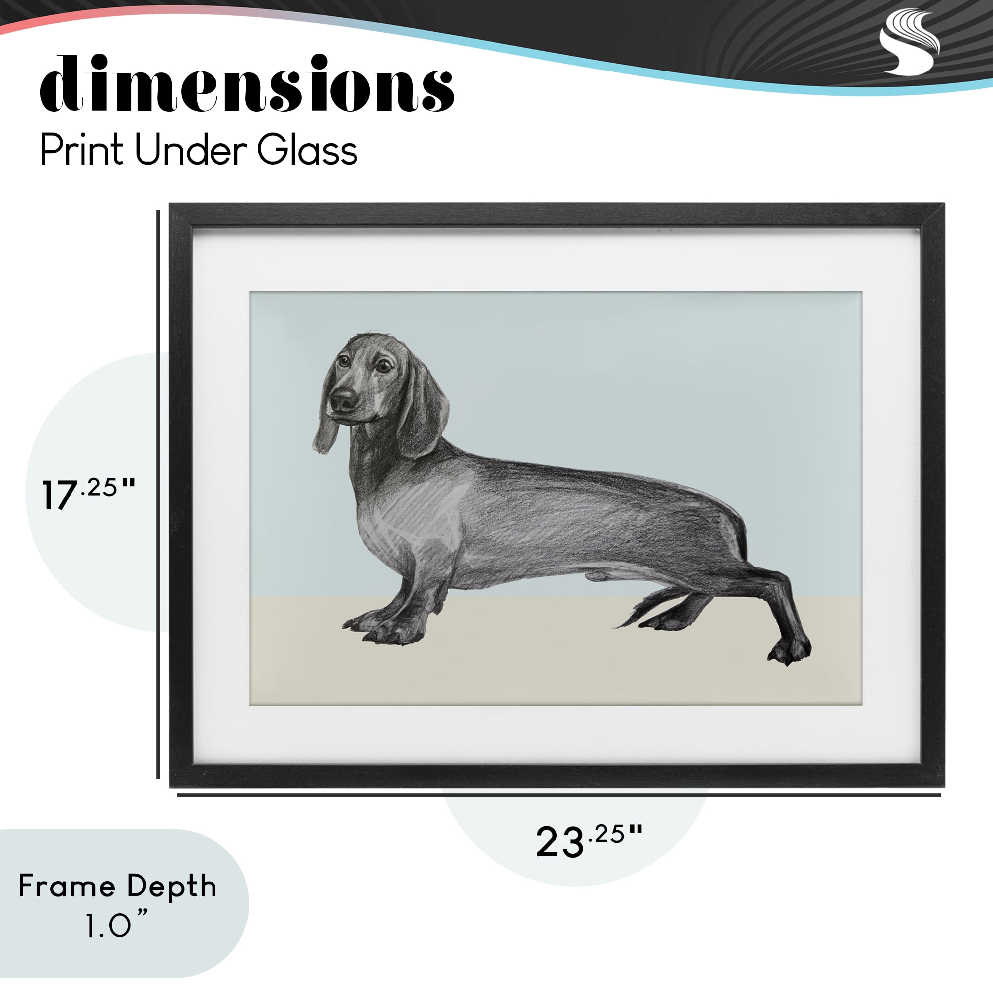 Stupell Industries Sketched Dachshund on Blue Black Framed Print Under Glass, design by Violeta Vollmer