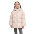 thumbnail image 3 of Kids Thickened Hooded Puffer Jacket, Boys & Girls Warm Winter Coat with Thermal Insulation, Casual Outdoor Snowwear for Extreme Cold Weather Protection White, 3 of 9