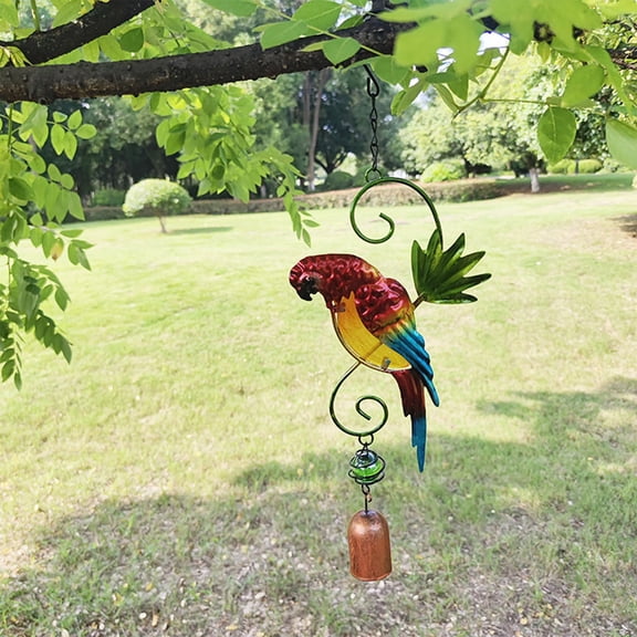 Parrot Wind Chime Hanging Decor, Cute Wind Chimes for Outside, Parrot Wind Chimes Ball Glow in The Dark Decorative, Garden Patio Decoration Home Hanging Ornament