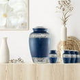 thumbnail image 7 of Reminded Set of 5 Etched Cremation Urns for Human Ashes - 1 Brass Adult + 4 Keepsake Token Size, Blue, 7 of 7