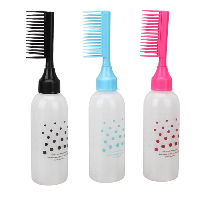 Botella Para Teñir El Cabello De Salón, Botella Aplicadora De Peine, Plástico De 3 Piezas Para Champú