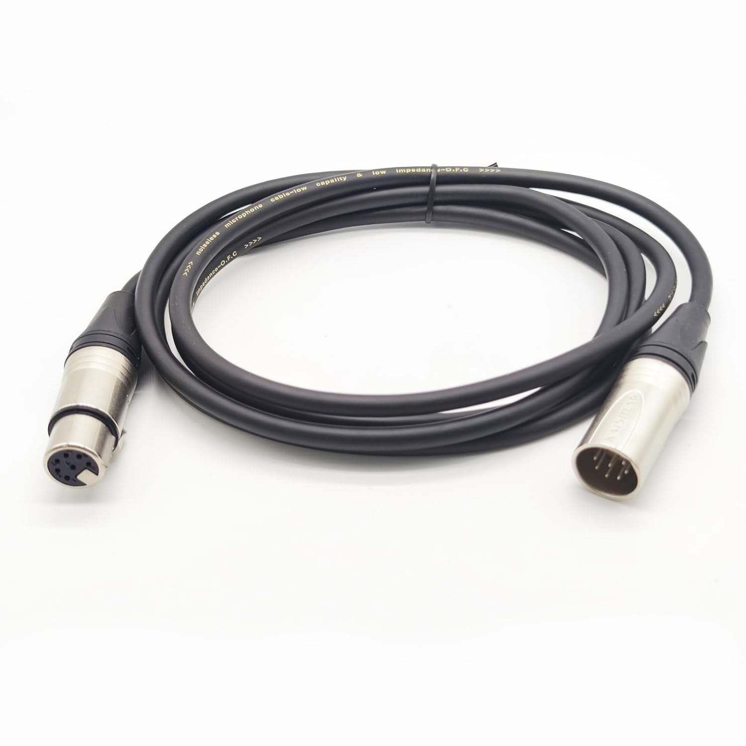 mistyhony 6.56ft 7 Pin XLR Connector Cable, XLR Microphone Cable Balanced Male to Female Connections for Microphone and Audio Interface, Straight Female to Male Plug Cable（2Meter）