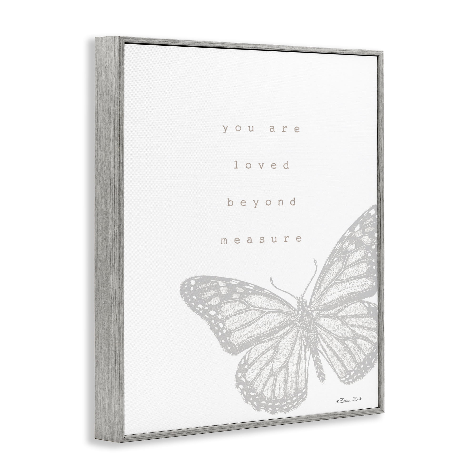 Stupell Industries Loved Beyond Measure Animals & Insects Painting Gray Framed Art Print Wall Art, 16 x 20