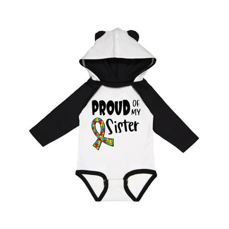 

Inktastic Proud of my Sister Autism Awareness Puzzle Piece Ribbon Gift Baby Boy or Baby Girl Long Sleeve Bodysuit