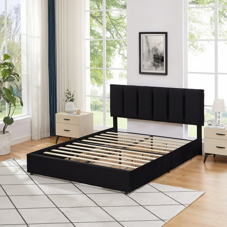 VECELO Full Size Storage Bed Frame with 4 Drawers