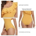 thumbnail image 3 of Ruffled Bathing Suits, Pure Color One Piece Swimsuit One Shoulder Asymmetric  For Women For Vacation Yellow M, 3 of 6