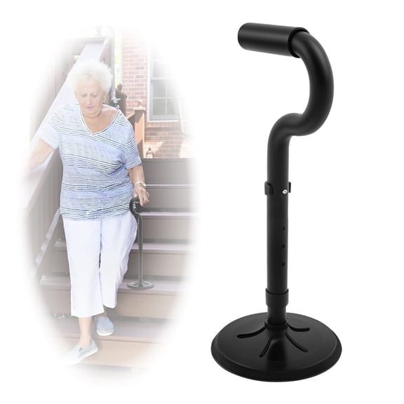Adjustable Standing Aid with Bend Handle - 17.1"-21.1" Height Range, 18cm Non-Slip Base, Elderly Mobility Assistant for Indoor/Outdoor Use, 300LB Weight Capacity