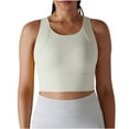 thumbnail image 2 of Wyongtao Crop Tops for Women Workout Cropped Tank Top Crew-neck Camisole Yoga Shirts Athletic Undershirts,Beige S, 2 of 5