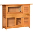 thumbnail image 1 of PawHut 2 Tier Elevated Wooden Bunny House with Sliding-Out Tray, 1 of 10