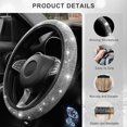 thumbnail image 2 of White 15.5", Anti-Slip Soft, Sparkly Rhinestone Steering Wheel Cover, 2 of 8
