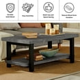 thumbnail image 4 of Alaterre Furniture Ponoma 42-inch Coffee Table, Solid Wood and Metal, Lower Shelf for Storage, Ideal for Living Room and Office Spaces, Slate Gray, 4 of 11