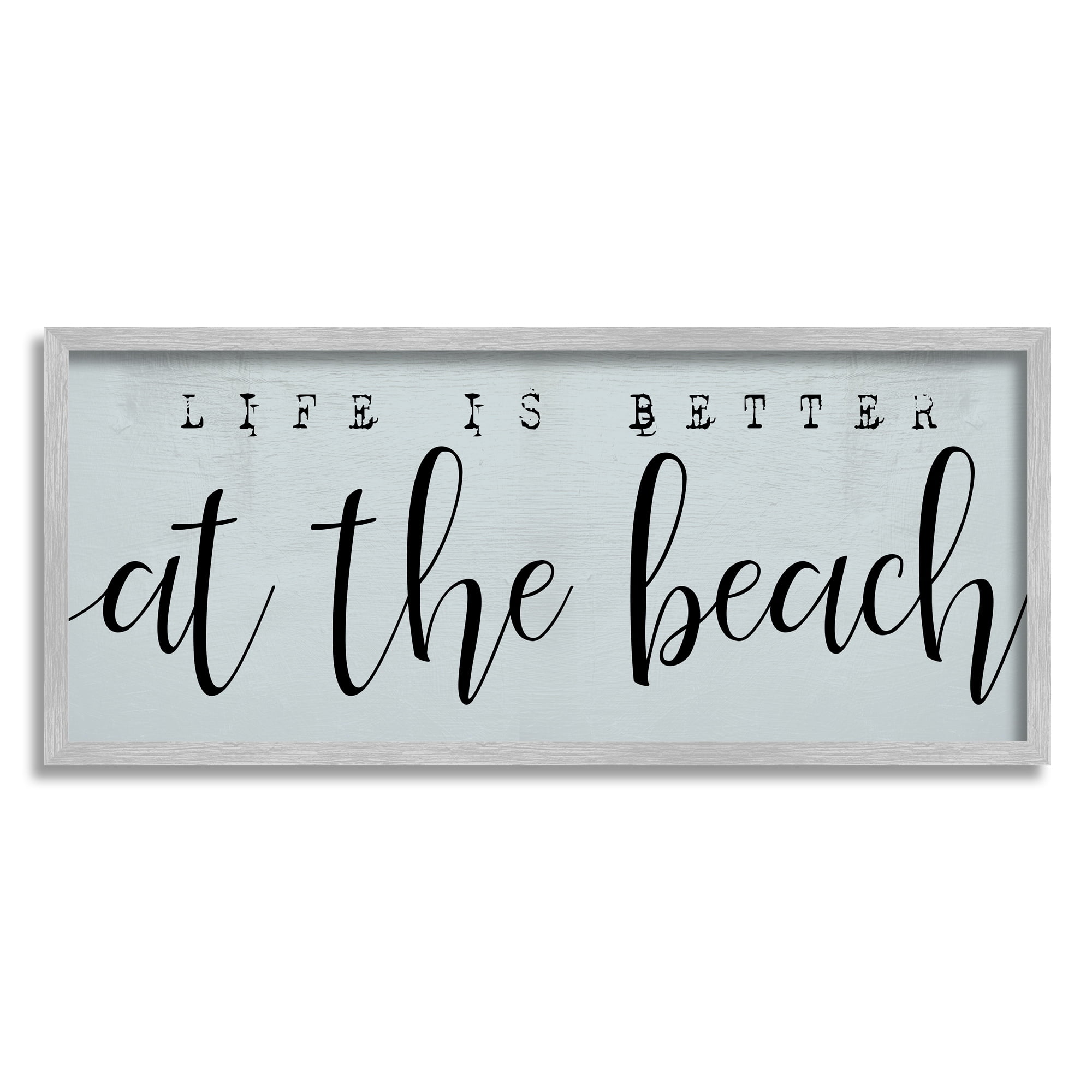 Stupell Industries Life's Better at Beach Phrase Soft Nautical Blue, 13 x 30, Designed by Daphne Polselli