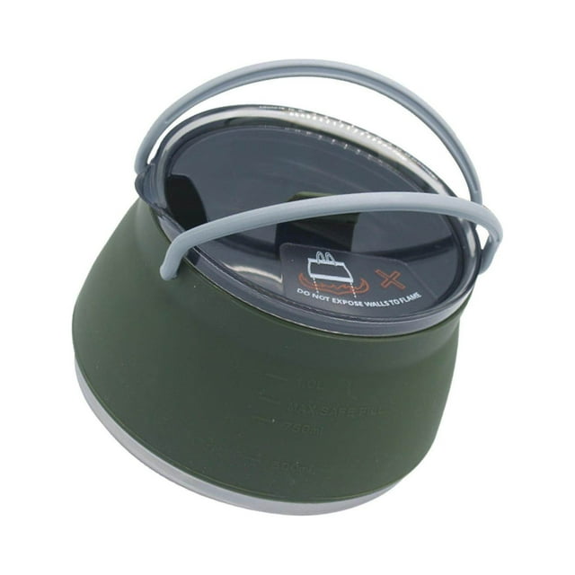 facefd Collapsible Camping Silicone Cook Pot Travel Folded Teapot Foldable Kettle Tea Pot Green