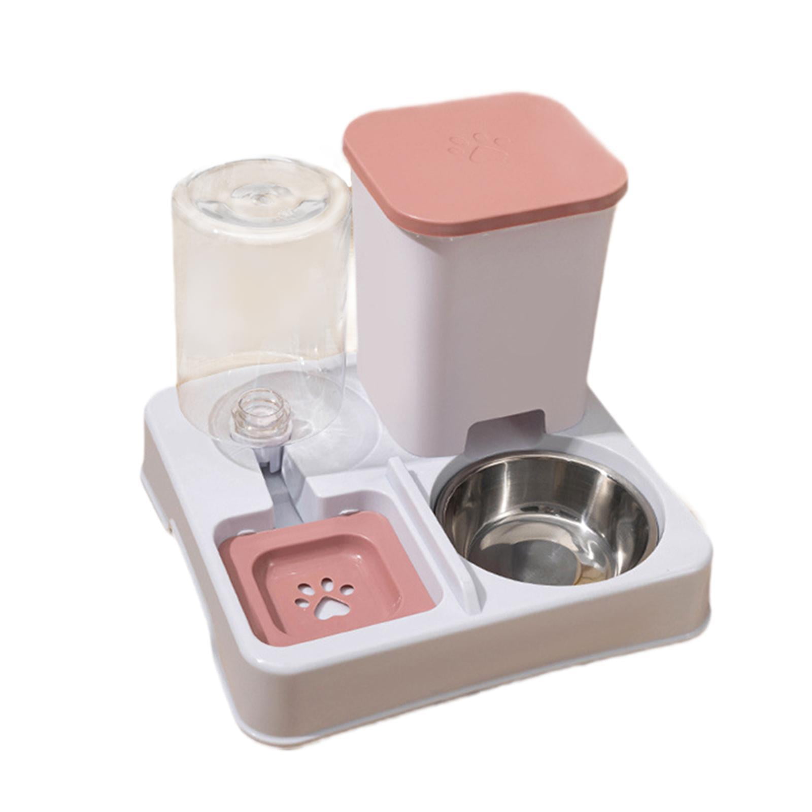 Bothyi Automatic Cat Feeder Food and Water Supply Detachable for s Dogs Travel pink white