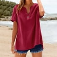 thumbnail image 3 of ZHENHONG Oversized Linen T Shirts, Loose Button Shirt Top Stand Solid Color Sleeve Collar Casual Women's Shirt Women's Shirt Going Out Tops, 3 of 4
