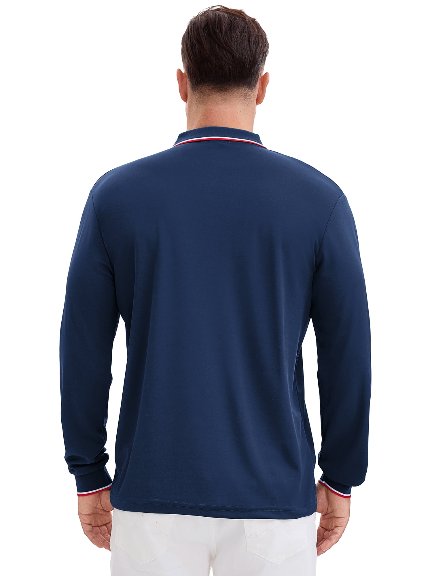 DARING DIVA Men's Classic Regular Fit Long Sleeves Business Golf Polo Shirt M Navy Blue