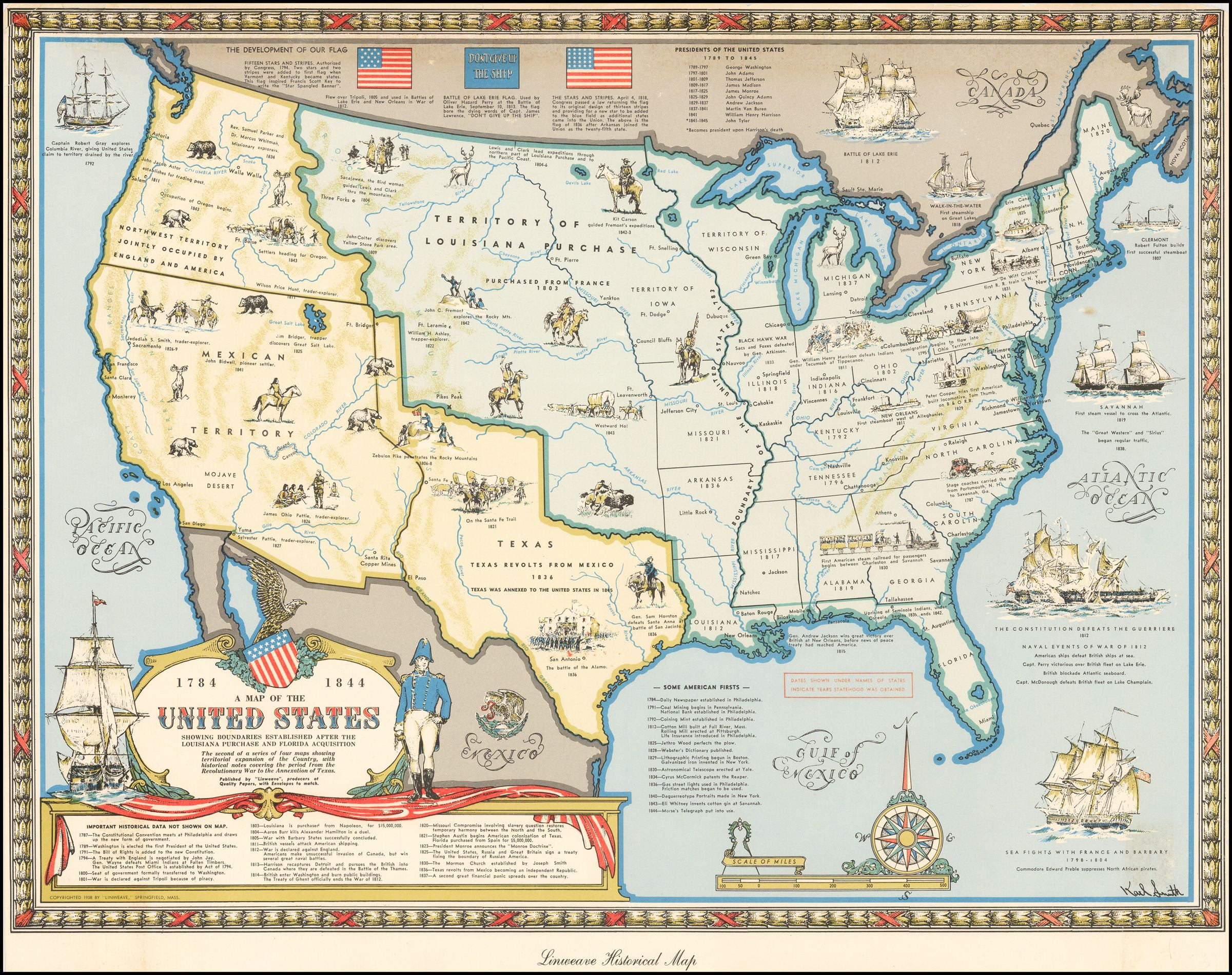 LAMINATED POSTER A Map of the United States Showing Boundaries Established After The Louisiana ...